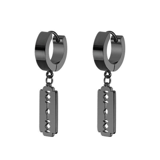 New Popular 1Pair Stainless Steel Ear Stud/Ear Clip Dangle Earrings For Men/Women Punk Black Piercing Fake Earrings Jewelry Gift xccscss.