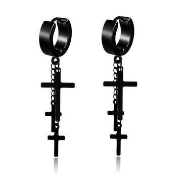 New Popular 1Pair Stainless Steel Ear Stud/Ear Clip Dangle Earrings For Men/Women Punk Black Piercing Fake Earrings Jewelry Gift xccscss.