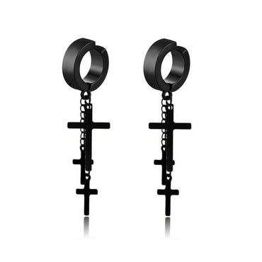 New Popular 1Pair Stainless Steel Ear Stud/Ear Clip Dangle Earrings For Men/Women Punk Black Piercing Fake Earrings Jewelry Gift xccscss.