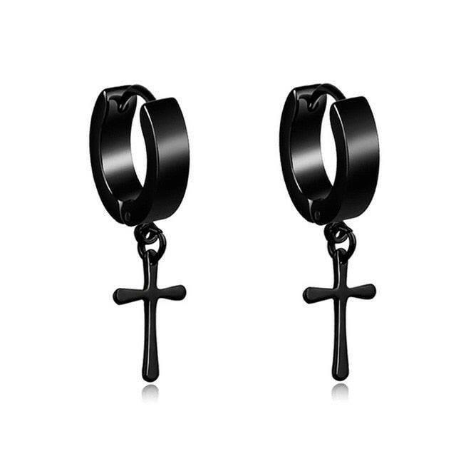 New Popular 1Pair Stainless Steel Ear Stud/Ear Clip Dangle Earrings For Men/Women Punk Black Piercing Fake Earrings Jewelry Gift xccscss.