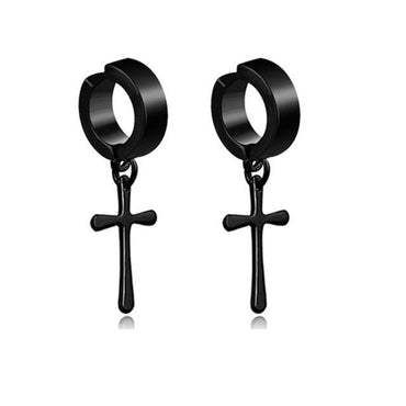 New Popular 1Pair Stainless Steel Ear Stud/Ear Clip Dangle Earrings For Men/Women Punk Black Piercing Fake Earrings Jewelry Gift xccscss.