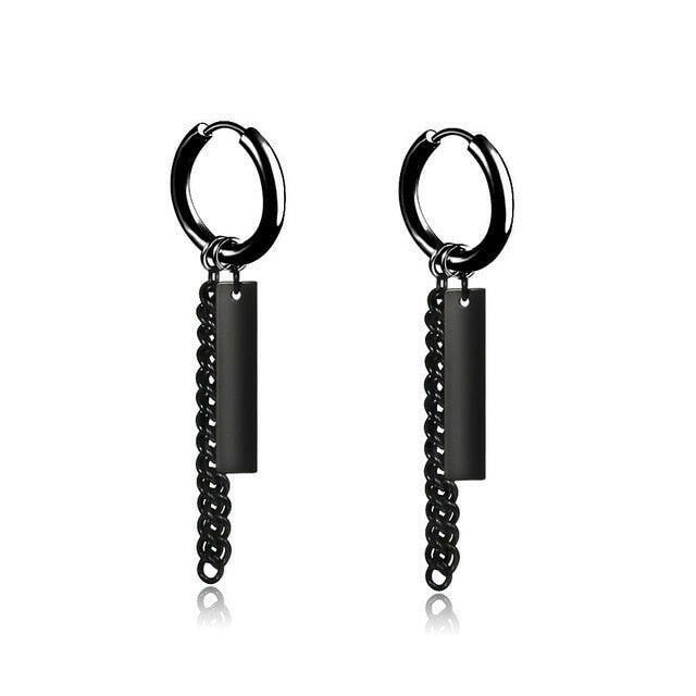 New Popular 1Pair Stainless Steel Ear Stud/Ear Clip Dangle Earrings For Men/Women Punk Black Piercing Fake Earrings Jewelry Gift xccscss.