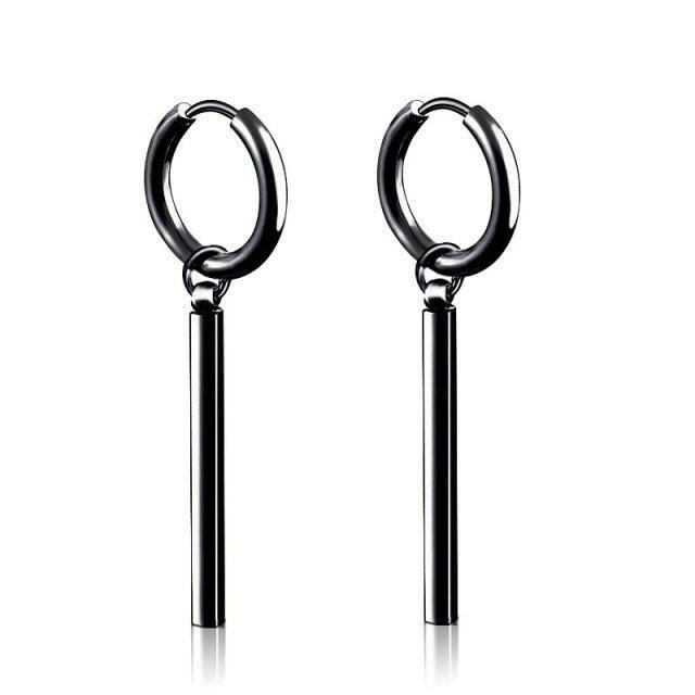 New Popular 1Pair Stainless Steel Ear Stud/Ear Clip Dangle Earrings For Men/Women Punk Black Piercing Fake Earrings Jewelry Gift xccscss.