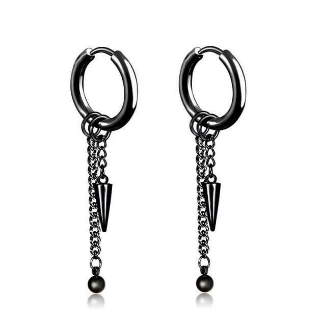 New Popular 1Pair Stainless Steel Ear Stud/Ear Clip Dangle Earrings For Men/Women Punk Black Piercing Fake Earrings Jewelry Gift xccscss.