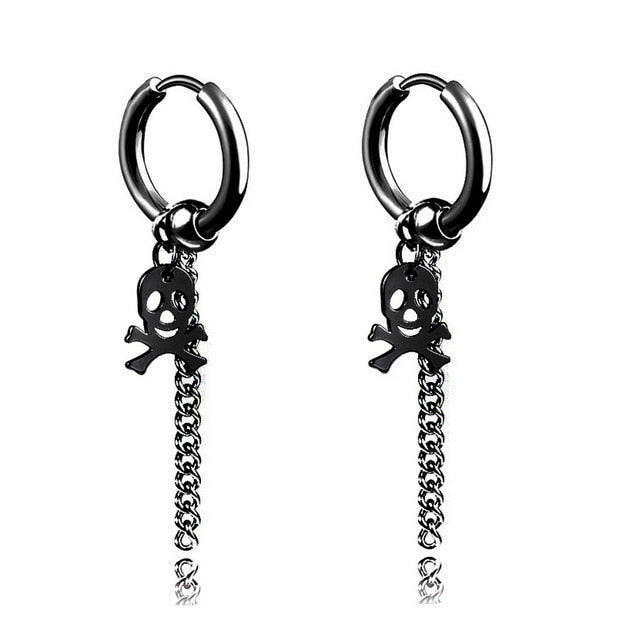 New Popular 1Pair Stainless Steel Ear Stud/Ear Clip Dangle Earrings For Men/Women Punk Black Piercing Fake Earrings Jewelry Gift xccscss.