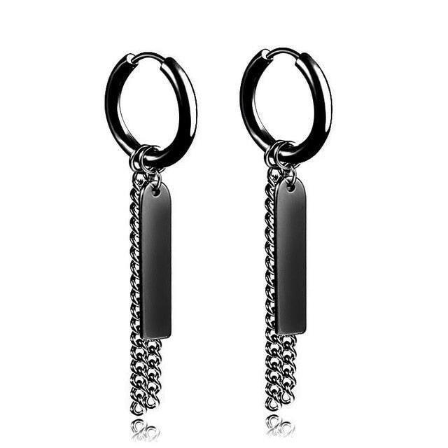 New Popular 1Pair Stainless Steel Ear Stud/Ear Clip Dangle Earrings For Men/Women Punk Black Piercing Fake Earrings Jewelry Gift xccscss.