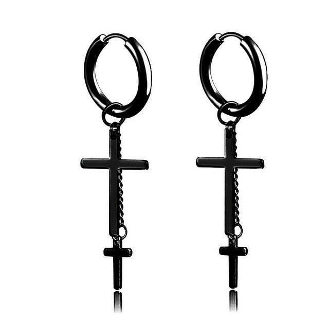 New Popular 1Pair Stainless Steel Ear Stud/Ear Clip Dangle Earrings For Men/Women Punk Black Piercing Fake Earrings Jewelry Gift xccscss.