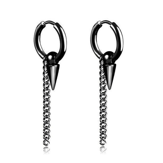 New Popular 1Pair Stainless Steel Ear Stud/Ear Clip Dangle Earrings For Men/Women Punk Black Piercing Fake Earrings Jewelry Gift xccscss.