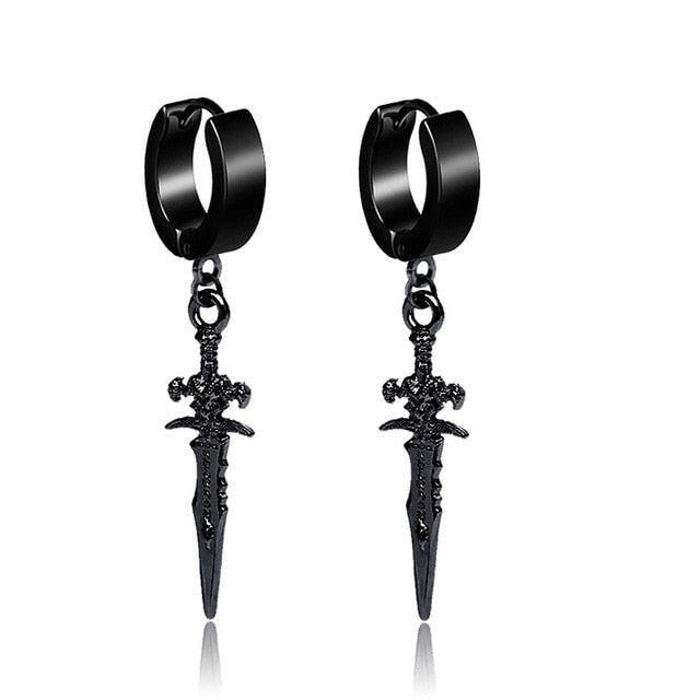 New Popular 1Pair Stainless Steel Ear Stud/Ear Clip Dangle Earrings For Men/Women Punk Black Piercing Fake Earrings Jewelry Gift xccscss.