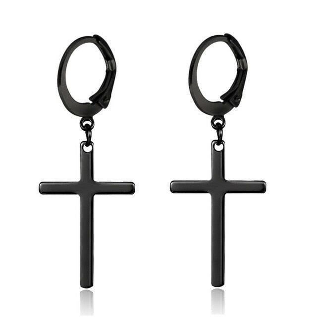 New Popular 1Pair Stainless Steel Ear Stud/Ear Clip Dangle Earrings For Men/Women Punk Black Piercing Fake Earrings Jewelry Gift xccscss.