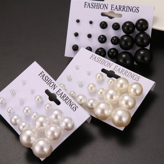 969696 yuhuv test IPARAM 2021 Fashion Oversized Pearl Earrings Set Korean Black White Beige Pearl Earrings Statement Women Wedding Jewelry Gifts yuhuv test aja.