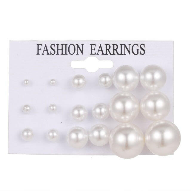 IPARAM 2021 Fashion Oversized Pearl Earrings Set Korean Black White Beige Pearl Earrings Statement Women Wedding Jewelry Gifts yuhuv test  yuhuv test022.