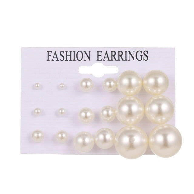 IPARAM 2021 Fashion Oversized Pearl Earrings Set Korean Black White Beige Pearl Earrings Statement Women Wedding Jewelry Gifts yuhuv test  yuhuv test022.