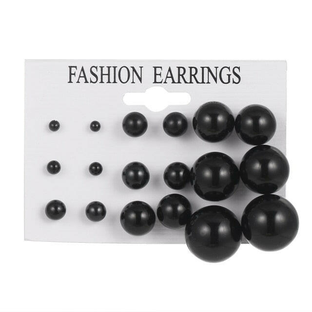 IPARAM 2021 Fashion Oversized Pearl Earrings Set Korean Black White Beige Pearl Earrings Statement Women Wedding Jewelry Gifts yuhuv test  yuhuv test022.