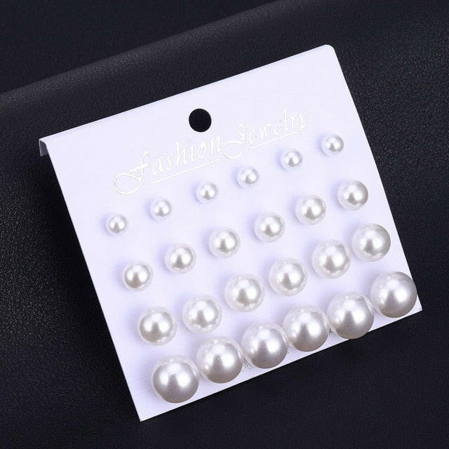 IPARAM 2021 Fashion Oversized Pearl Earrings Set Korean Black White Beige Pearl Earrings Statement Women Wedding Jewelry Gifts yuhuv test  yuhuv test022.