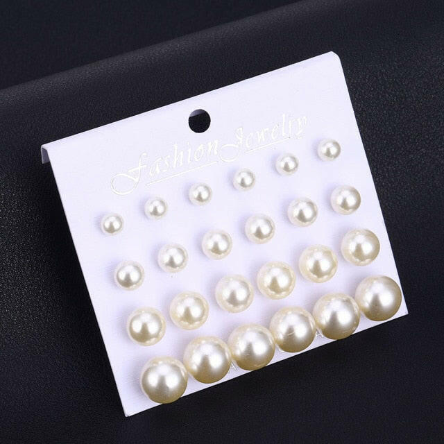 IPARAM 2021 Fashion Oversized Pearl Earrings Set Korean Black White Beige Pearl Earrings Statement Women Wedding Jewelry Gifts yuhuv test  yuhuv test022.