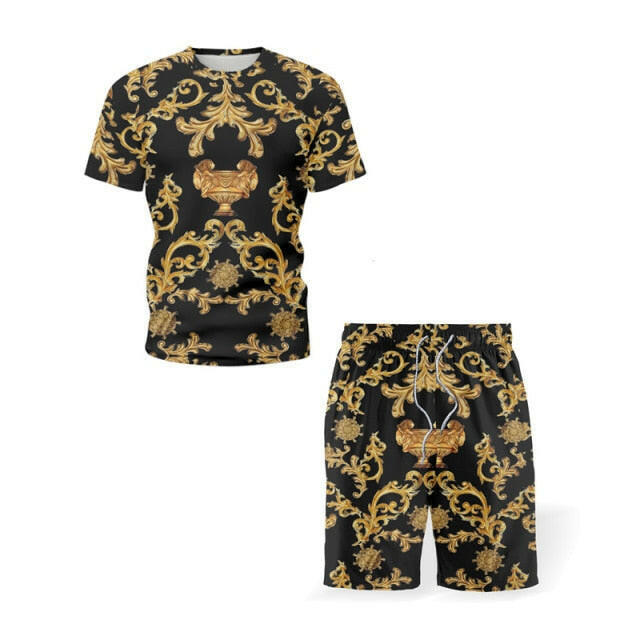 Mens Sets Retro Ethnic Style Summer Clothes Short Sleeve T-Shirt and Shorts Suit Arbitrary Match 2021 New Chic Two Piece Set Men yuhuv test  yuhuv test022.