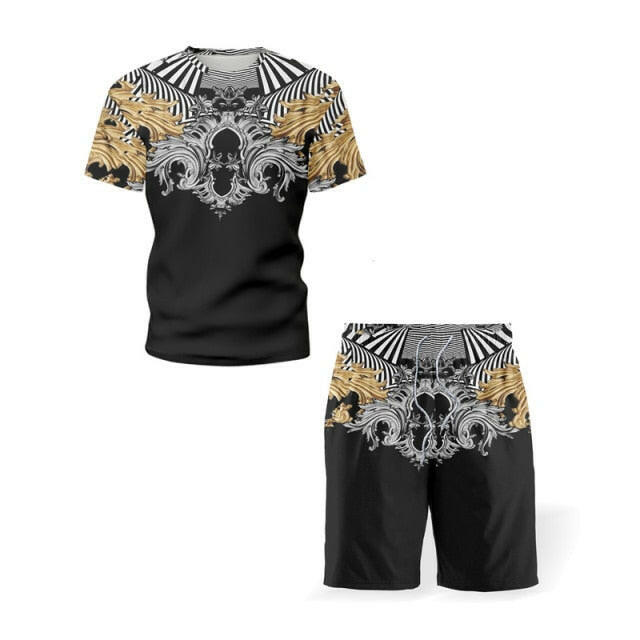 Mens Sets Retro Ethnic Style Summer Clothes Short Sleeve T-Shirt and Shorts Suit Arbitrary Match 2021 New Chic Two Piece Set Men yuhuv test  yuhuv test022.