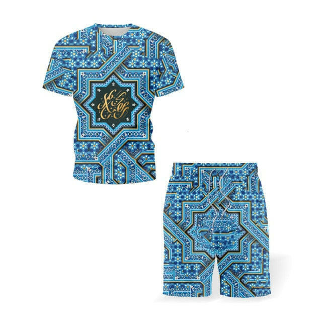 Mens Sets Retro Ethnic Style Summer Clothes Short Sleeve T-Shirt and Shorts Suit Arbitrary Match 2021 New Chic Two Piece Set Men yuhuv test  yuhuv test022.