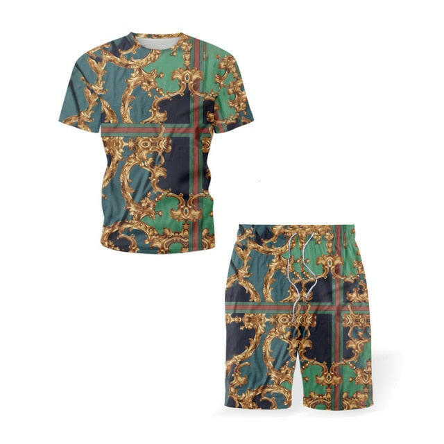 Mens Sets Retro Ethnic Style Summer Clothes Short Sleeve T-Shirt and Shorts Suit Arbitrary Match 2021 New Chic Two Piece Set Men yuhuv test  yuhuv test022.