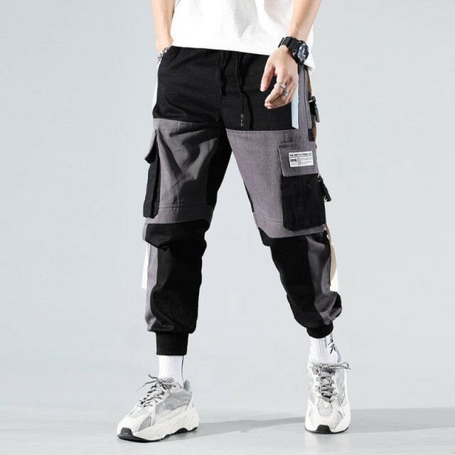 Hip Hop Ribbons Cargo Pants Men Joggers Pants Mens Streetwear Military Pants 2020 Fashion Male Elastic Waist Pant Cotton Blackơ' yuhuv test3333 yuhuv test.