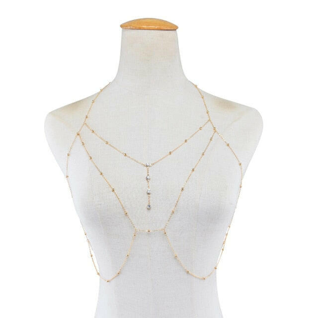 IngeSight.Z Simple Style Chain Necklace Belly Body Chain Fashion Sexy Copper Sequins Body Chain Jewelry for Women Beach Party yuhuv test  yuhuv test022.