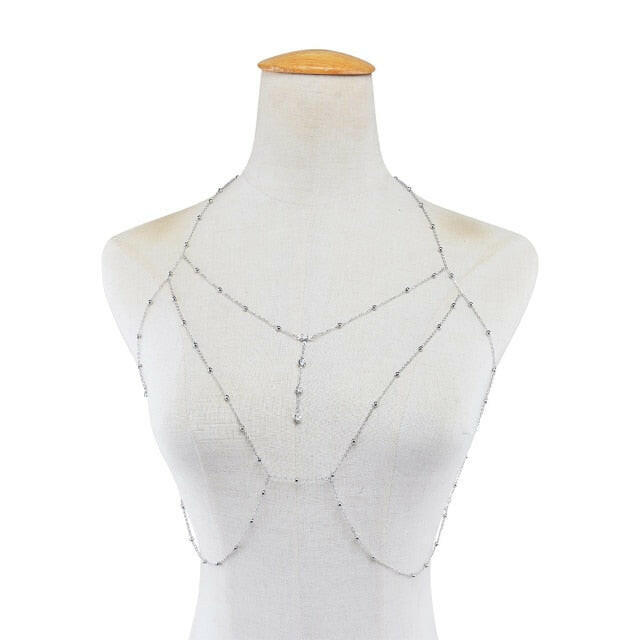 IngeSight.Z Simple Style Chain Necklace Belly Body Chain Fashion Sexy Copper Sequins Body Chain Jewelry for Women Beach Party yuhuv test  yuhuv test022.