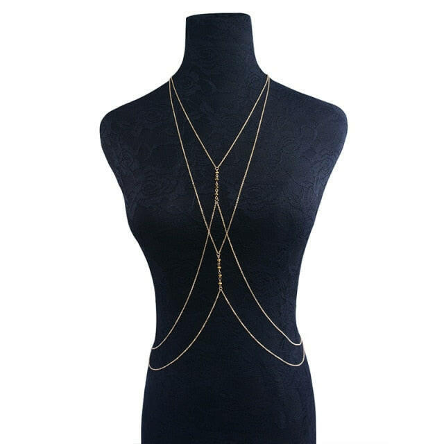 IngeSight.Z Simple Style Chain Necklace Belly Body Chain Fashion Sexy Copper Sequins Body Chain Jewelry for Women Beach Party yuhuv test  yuhuv test022.