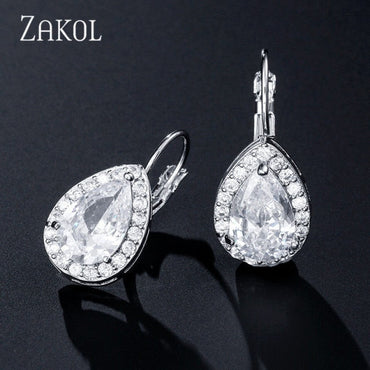 ZAKOL Fashion Rose Gold Color Hoop Earrings Flower Cluster Clear Crystal Zirconia Earring for Women Jewelry Brincos FSEP609ơ' yuhuv test3333 yuhuv testkk.