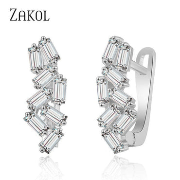 ZAKOL Fashion Rose Gold Color Hoop Earrings Flower Cluster Clear Crystal Zirconia Earring for Women Jewelry Brincos FSEP609ơ' yuhuv test3333 yuhuv testkk.