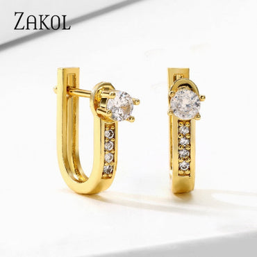 ZAKOL Fashion Rose Gold Color Hoop Earrings Flower Cluster Clear Crystal Zirconia Earring for Women Jewelry Brincos FSEP609ơ' yuhuv test3333 yuhuv testkk.