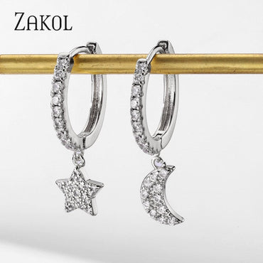 ZAKOL Fashion Rose Gold Color Hoop Earrings Flower Cluster Clear Crystal Zirconia Earring for Women Jewelry Brincos FSEP609ơ' yuhuv test3333 yuhuv testkk.