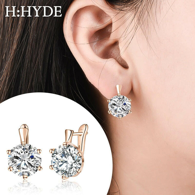 H:HYDE Fashion Rhinestones AAA CZ Element Stud Earrings For Women Vintage Colorful Crystal Earrings Statement Wedding Jewelry xccscss.