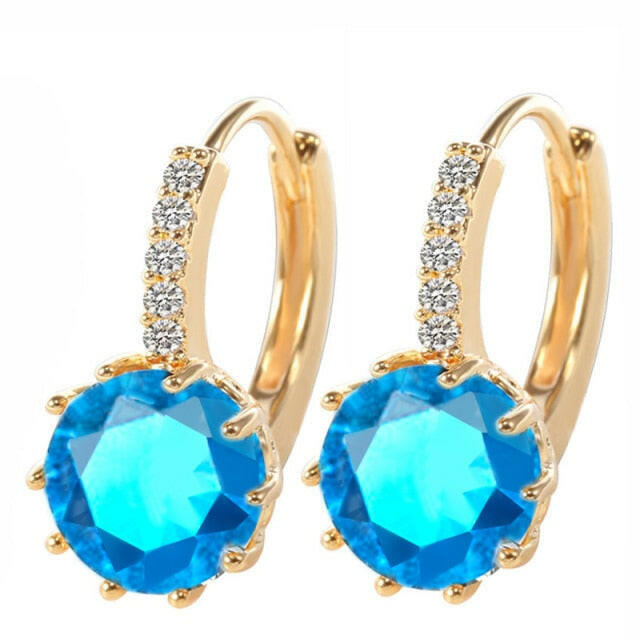 H:HYDE Fashion Rhinestones AAA CZ Element Stud Earrings For Women Vintage Colorful Crystal Earrings Statement Wedding Jewelry xccscss.