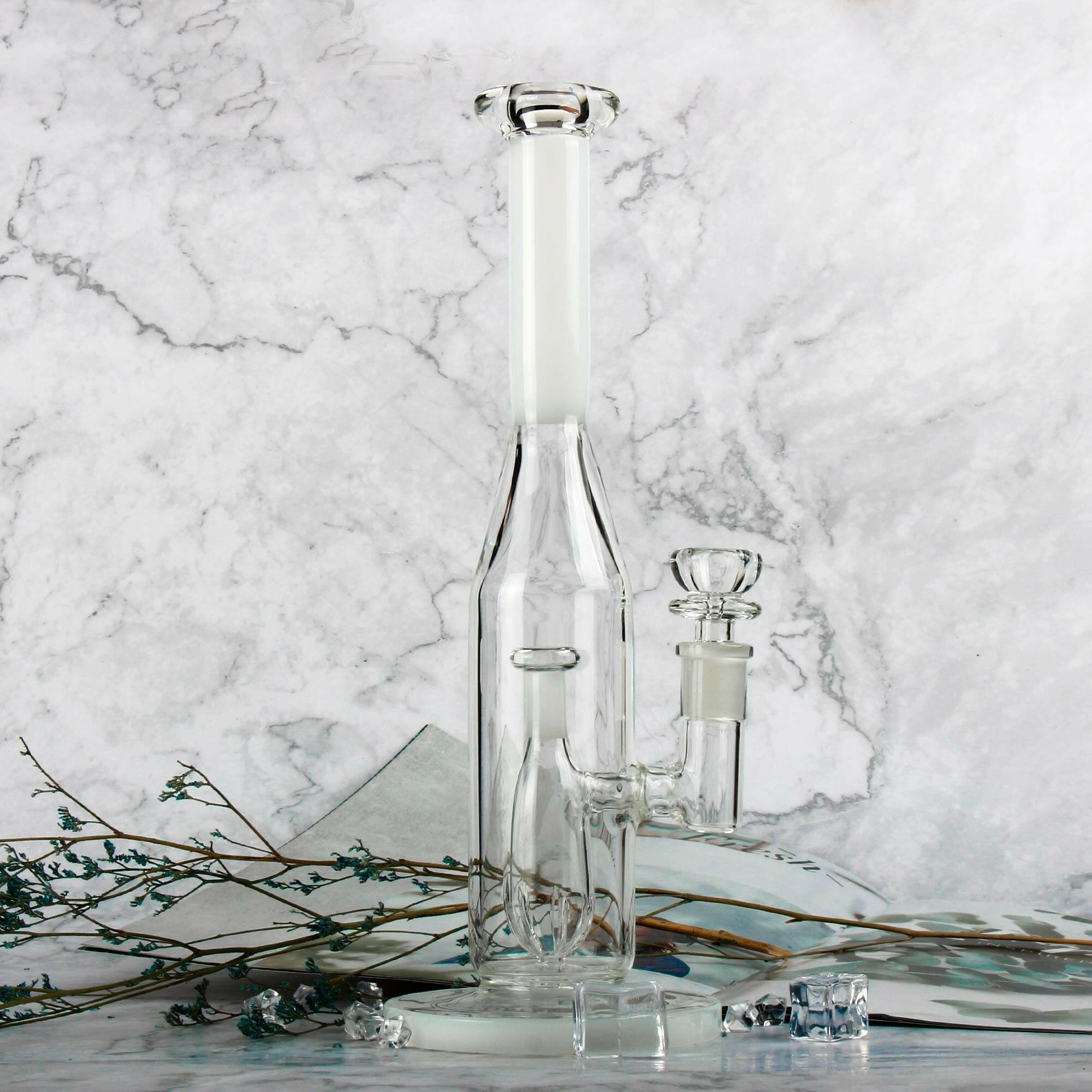 a22222346  330  Reanice White Straight Bottle Recycler Glass Rig 55.