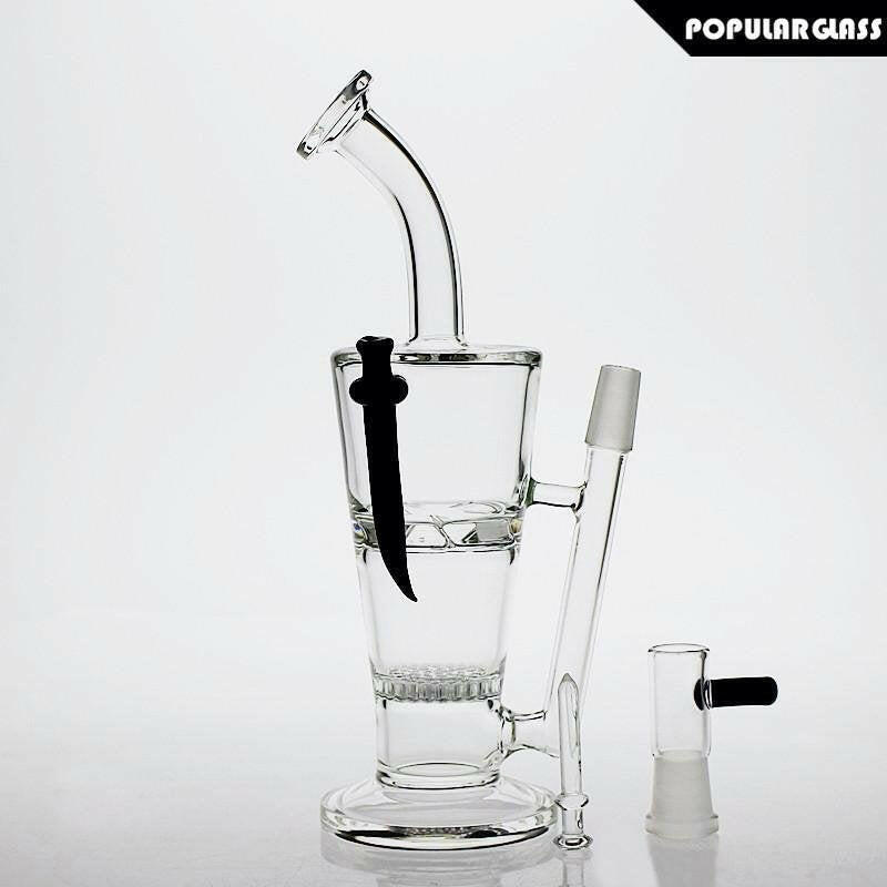 a22222346  330  Pack Science Knife Honeycomb Percolator Fritted Disc G5045 Glass Rig 55.